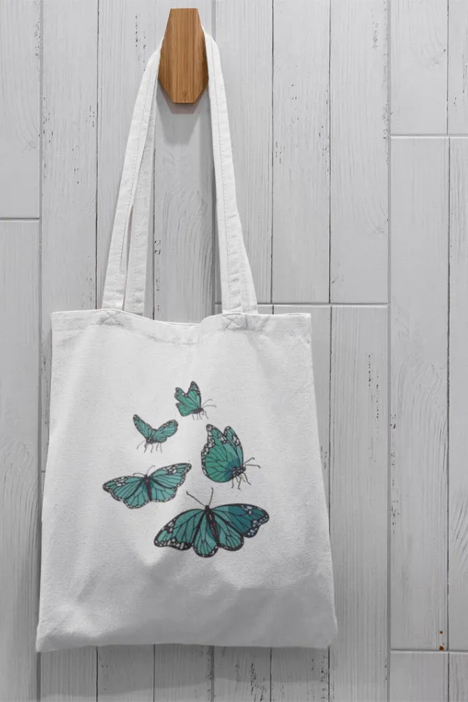 Blue Butterflies Flying Zipper Tote Bag