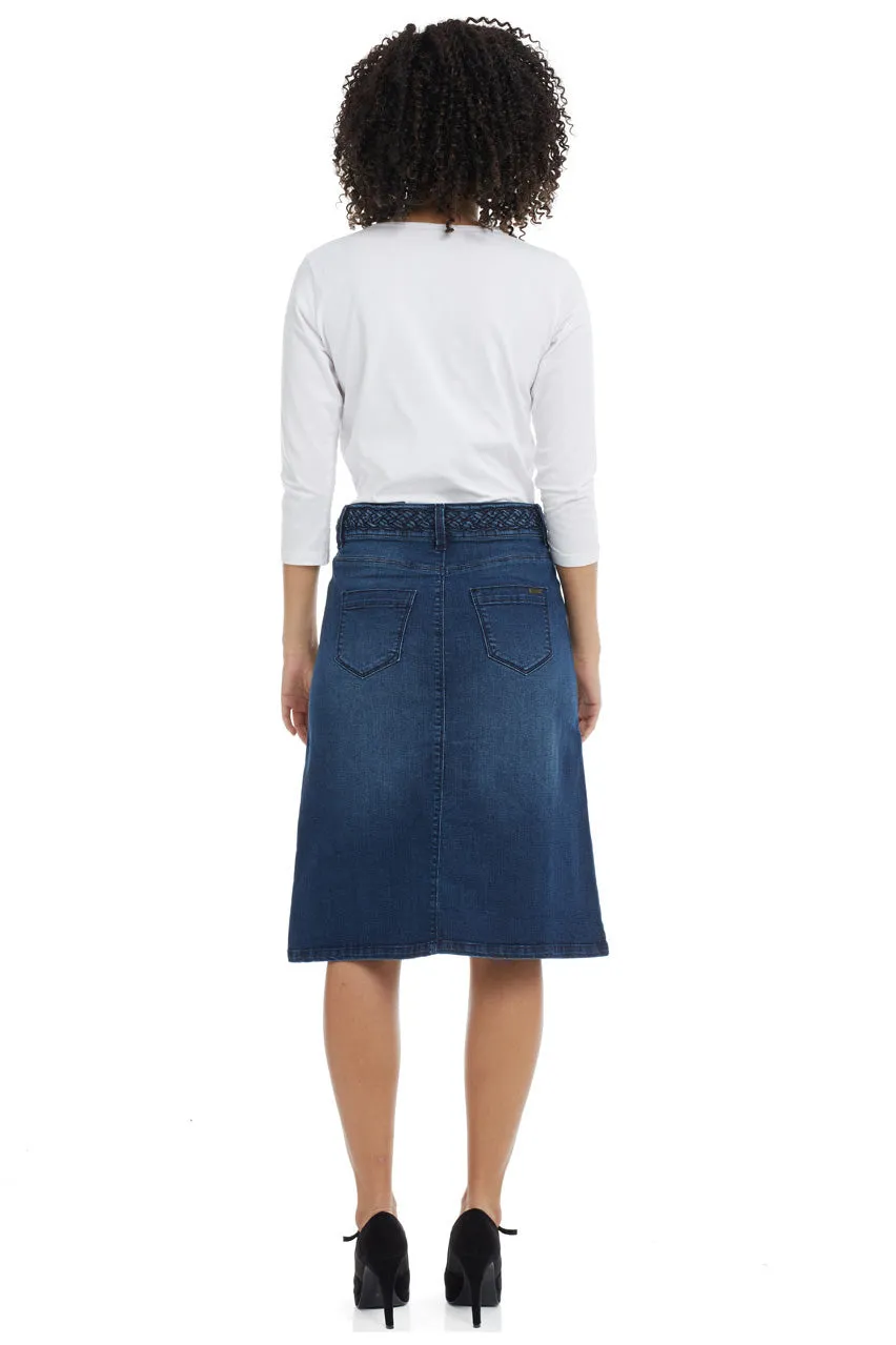 Blue Flary Modest A-Line Denim Jean Skirt for Women 'Sydney'