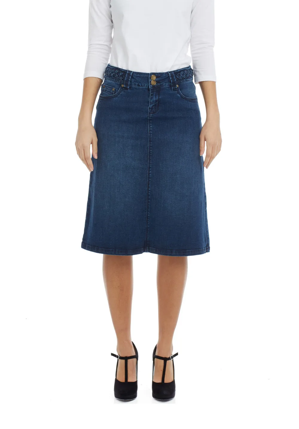 Blue Flary Modest A-Line Denim Jean Skirt for Women 'Sydney'