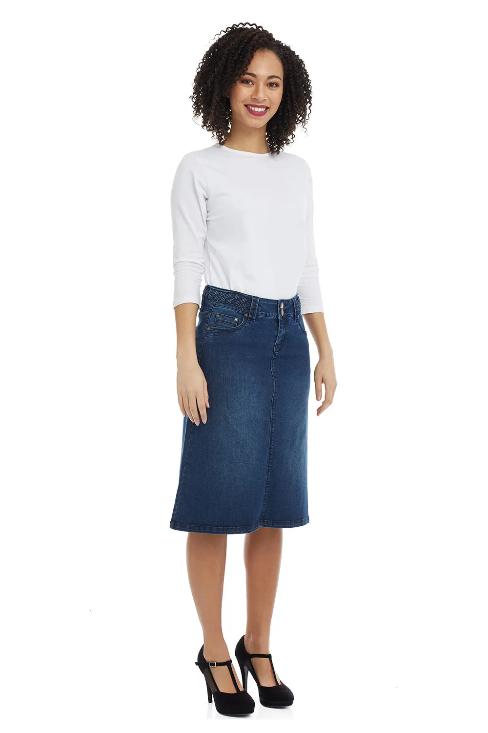 Blue Flary Modest A-Line Denim Jean Skirt for Women 'Sydney'