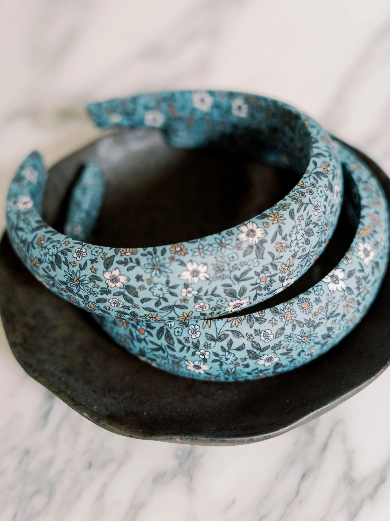 Blue Floral Girl Wide Headband