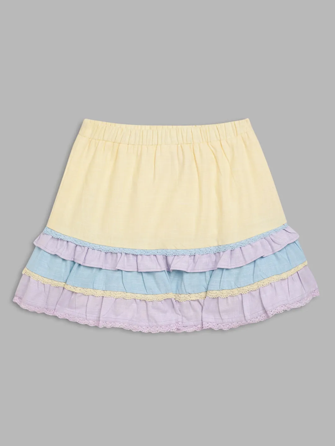 Blue Giraffe Girls Multi Solid Flared Skirt