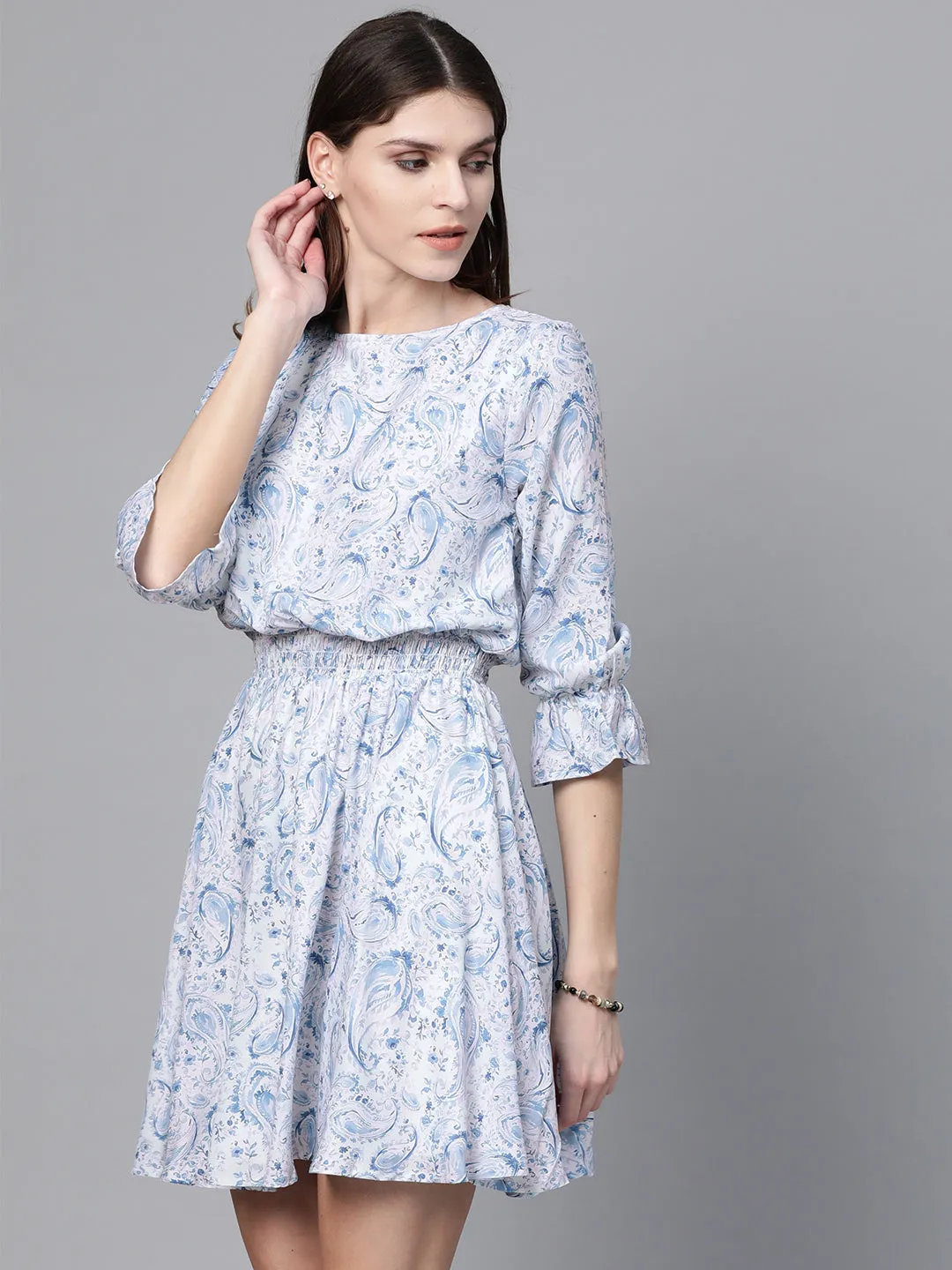 Blue Paisley Skater Dress