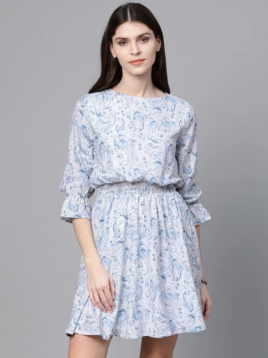 Blue Paisley Skater Dress