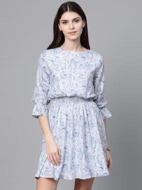 Blue Paisley Skater Dress