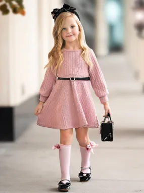 Blush Elegance Belt and Sweater Dress