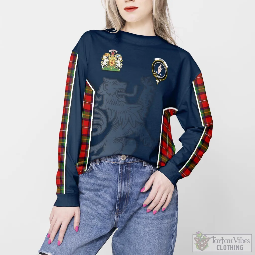 Boyd Tartan Sweater with Family Crest and Lion Rampant Vibes Sport Style