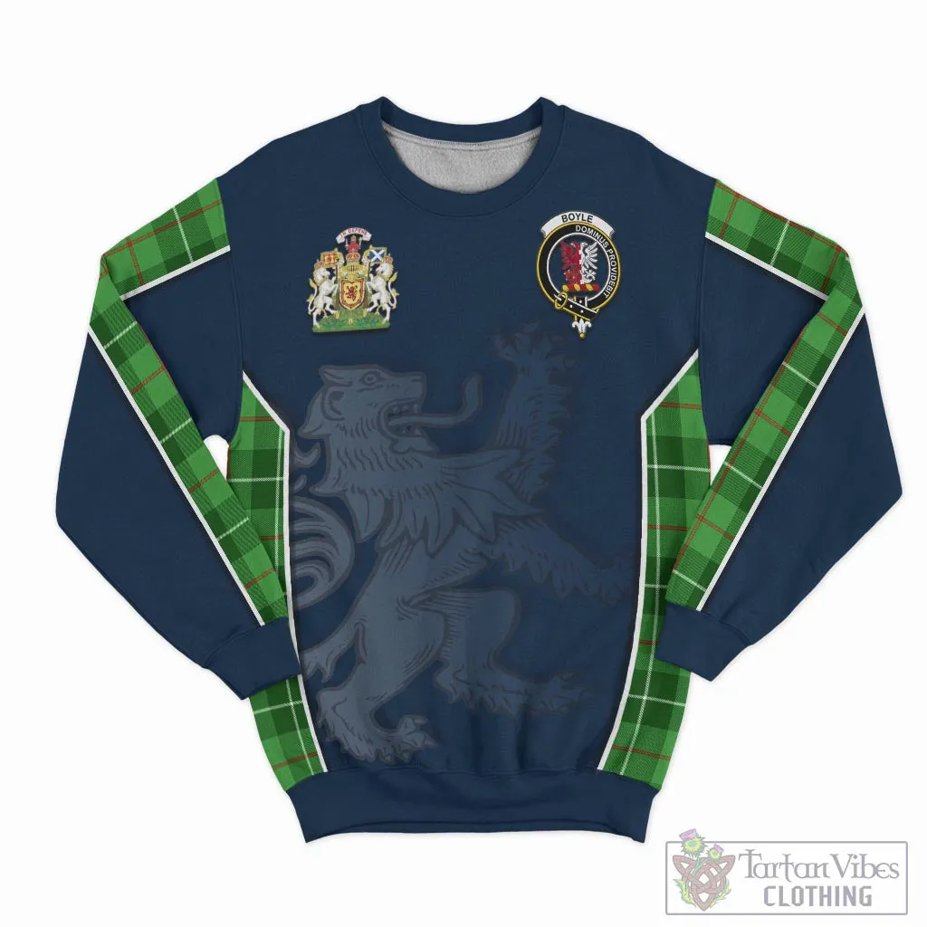 Boyle Tartan Sweater with Family Crest and Lion Rampant Vibes Sport Style