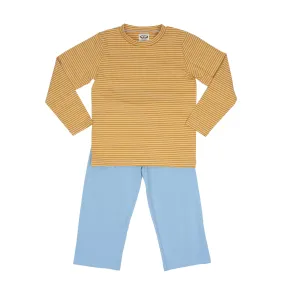 Boys Mustard and Blue Pant Set