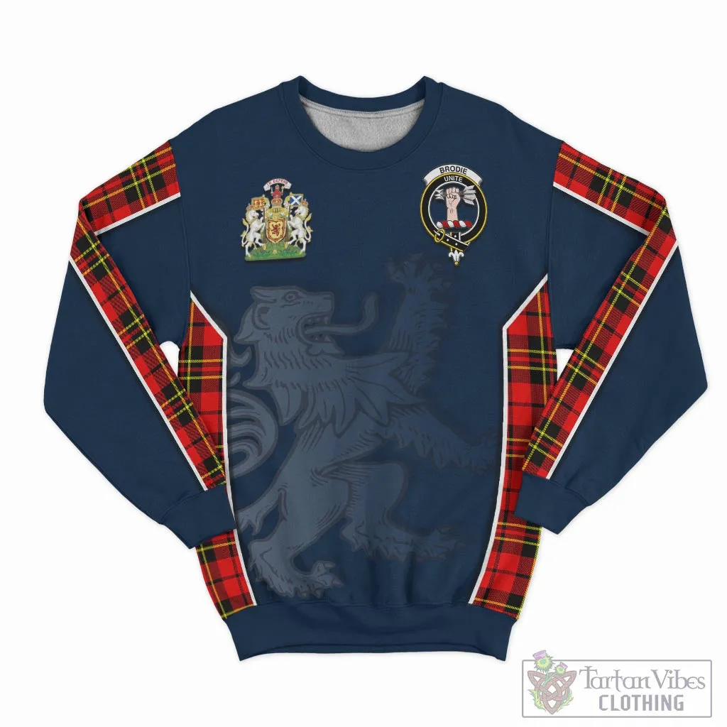 Brodie Modern Tartan Sweater with Family Crest and Lion Rampant Vibes Sport Style