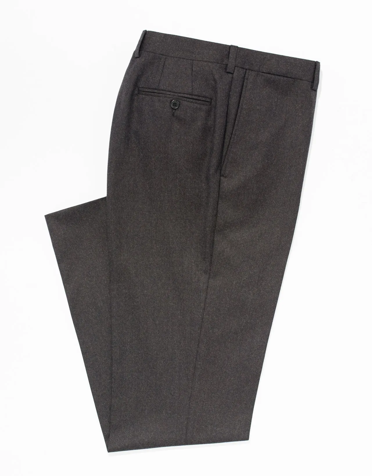 BROWN WOOL FLANNEL TROUSERS