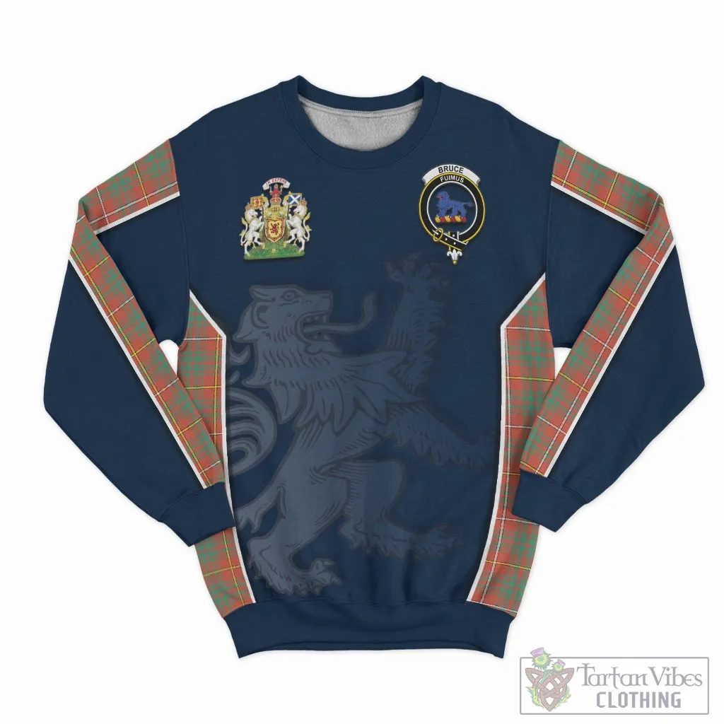 Bruce Ancient Tartan Sweater with Family Crest and Lion Rampant Vibes Sport Style