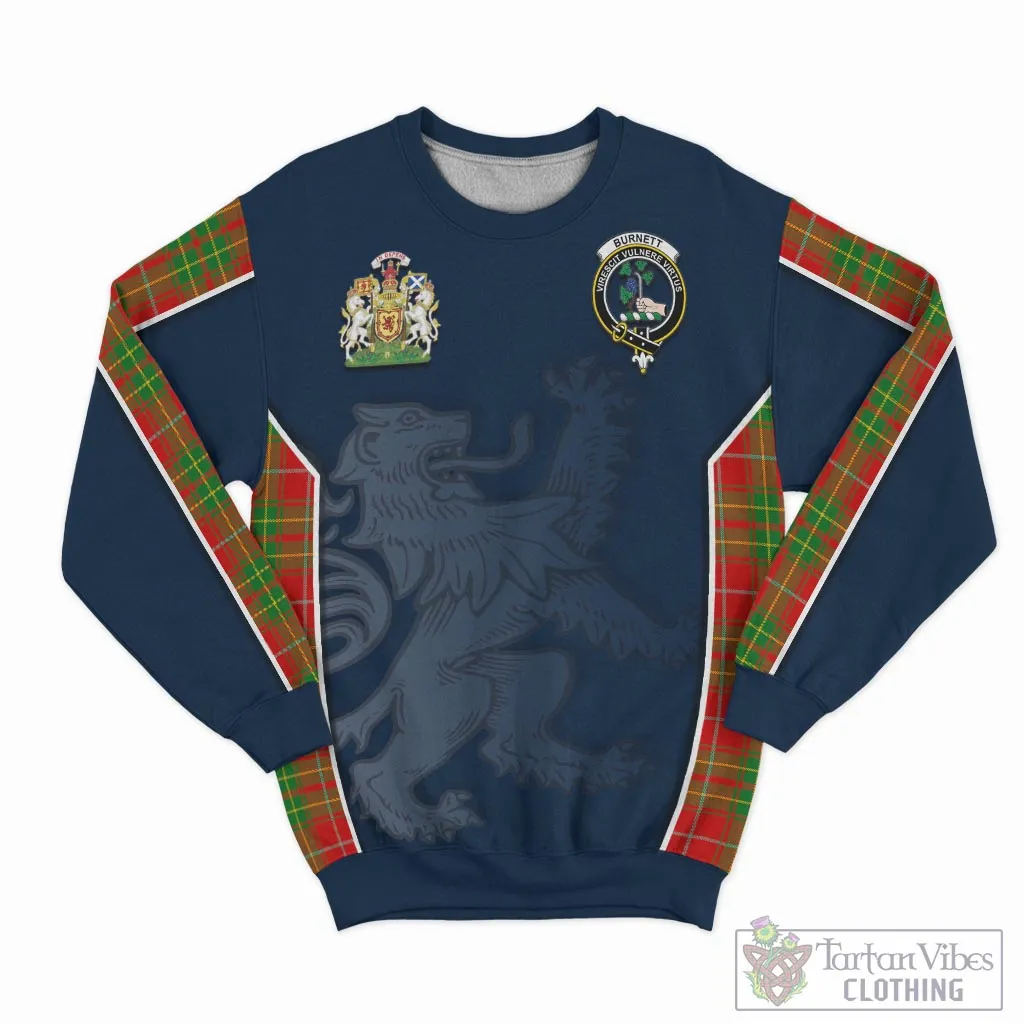 Burnett Tartan Sweater with Family Crest and Lion Rampant Vibes Sport Style