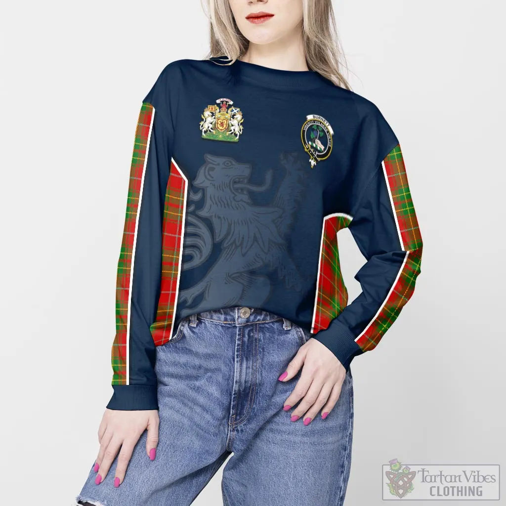 Burnett Tartan Sweater with Family Crest and Lion Rampant Vibes Sport Style