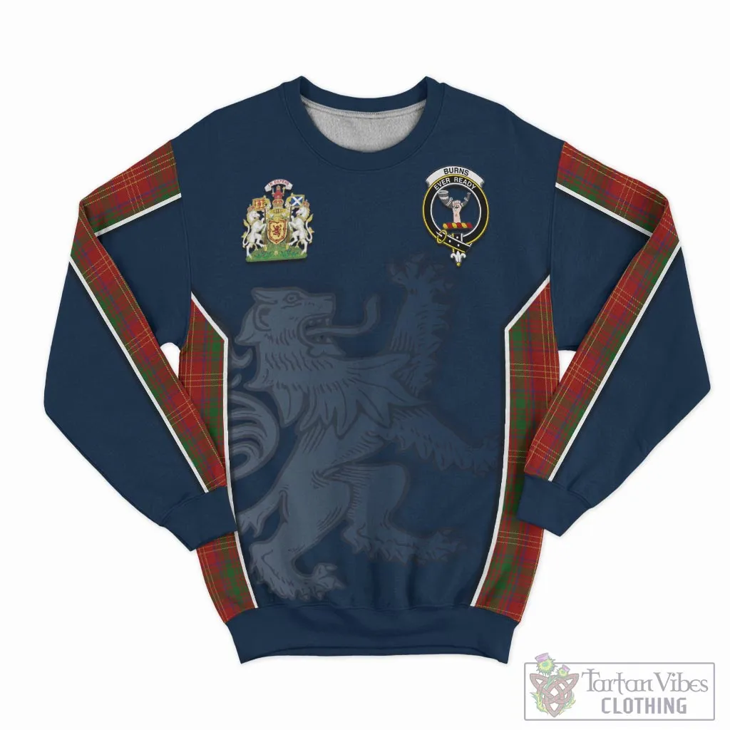 Burns Tartan Sweater with Family Crest and Lion Rampant Vibes Sport Style