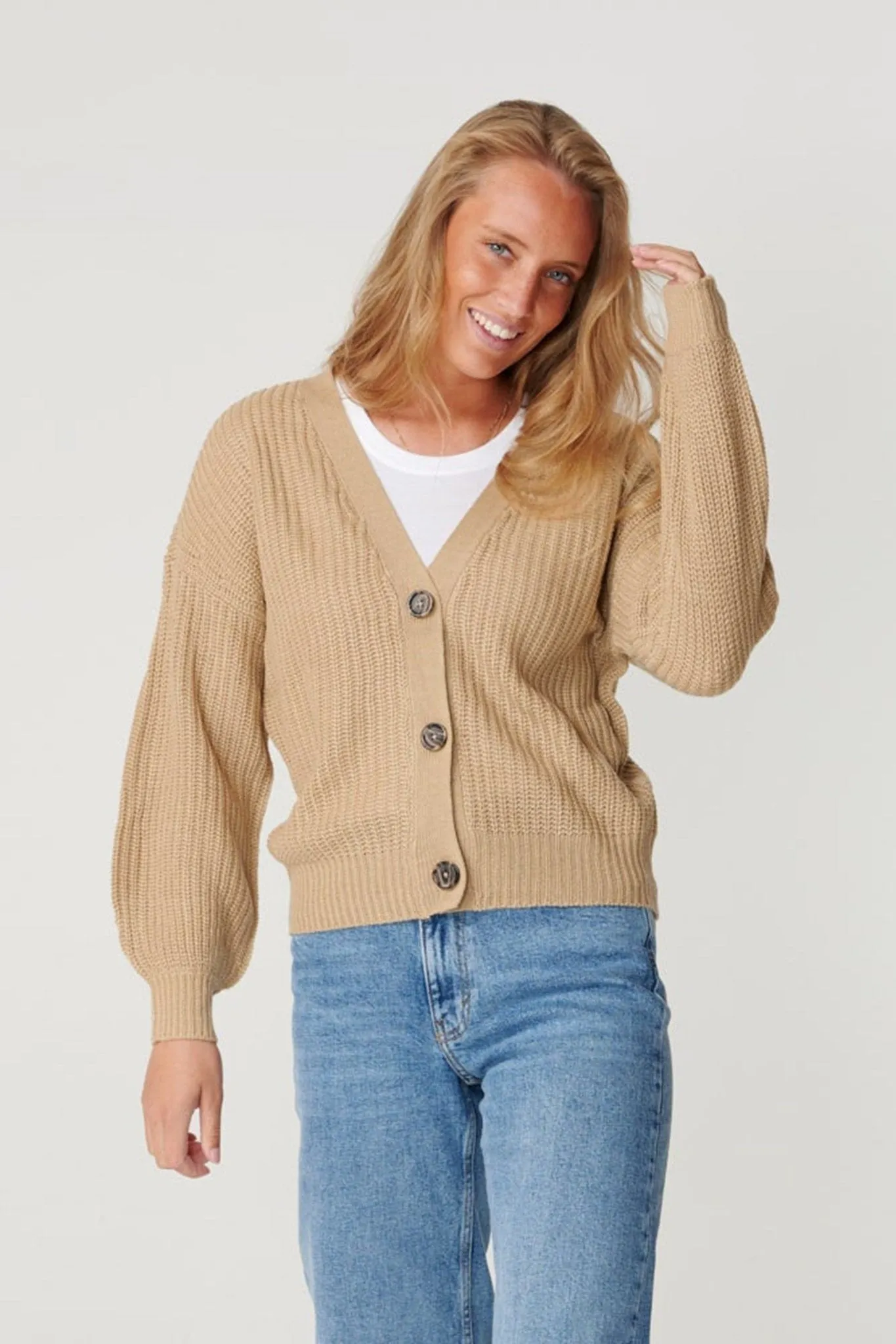 Button Cardigan - Beige