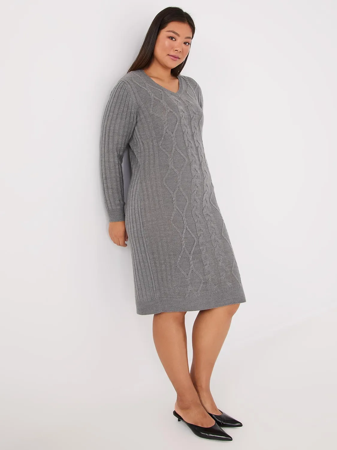 Cable Knit Sweater Dress