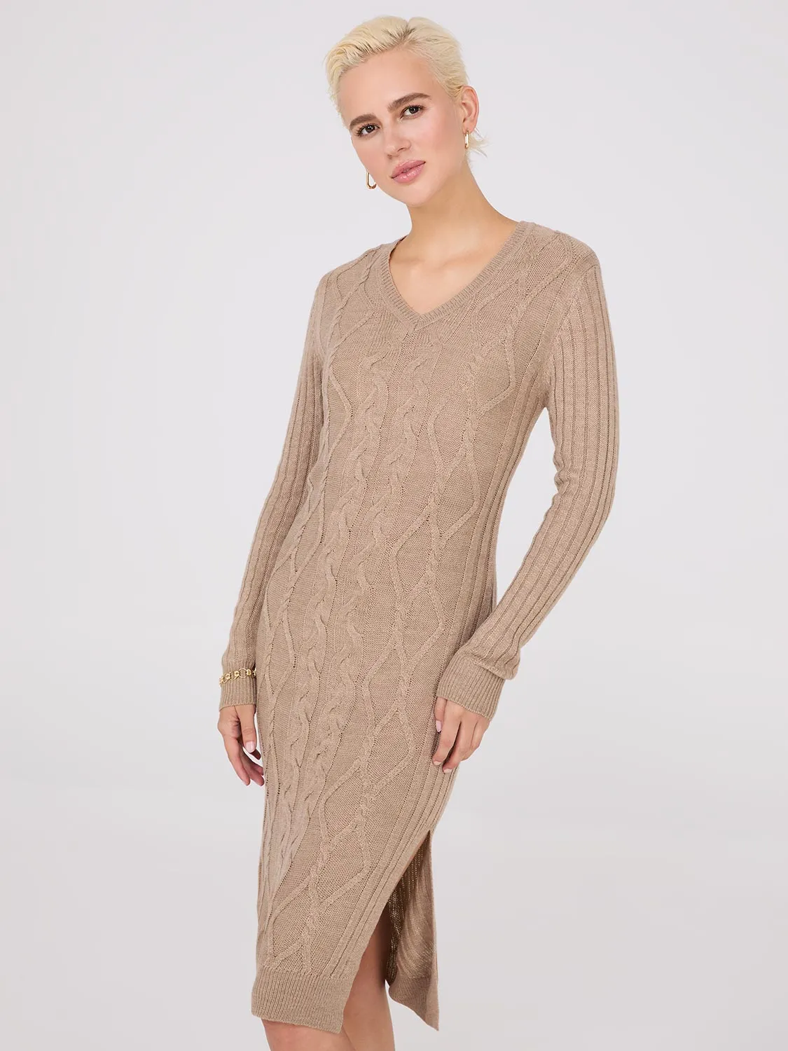 Cable Knit Sweater Dress