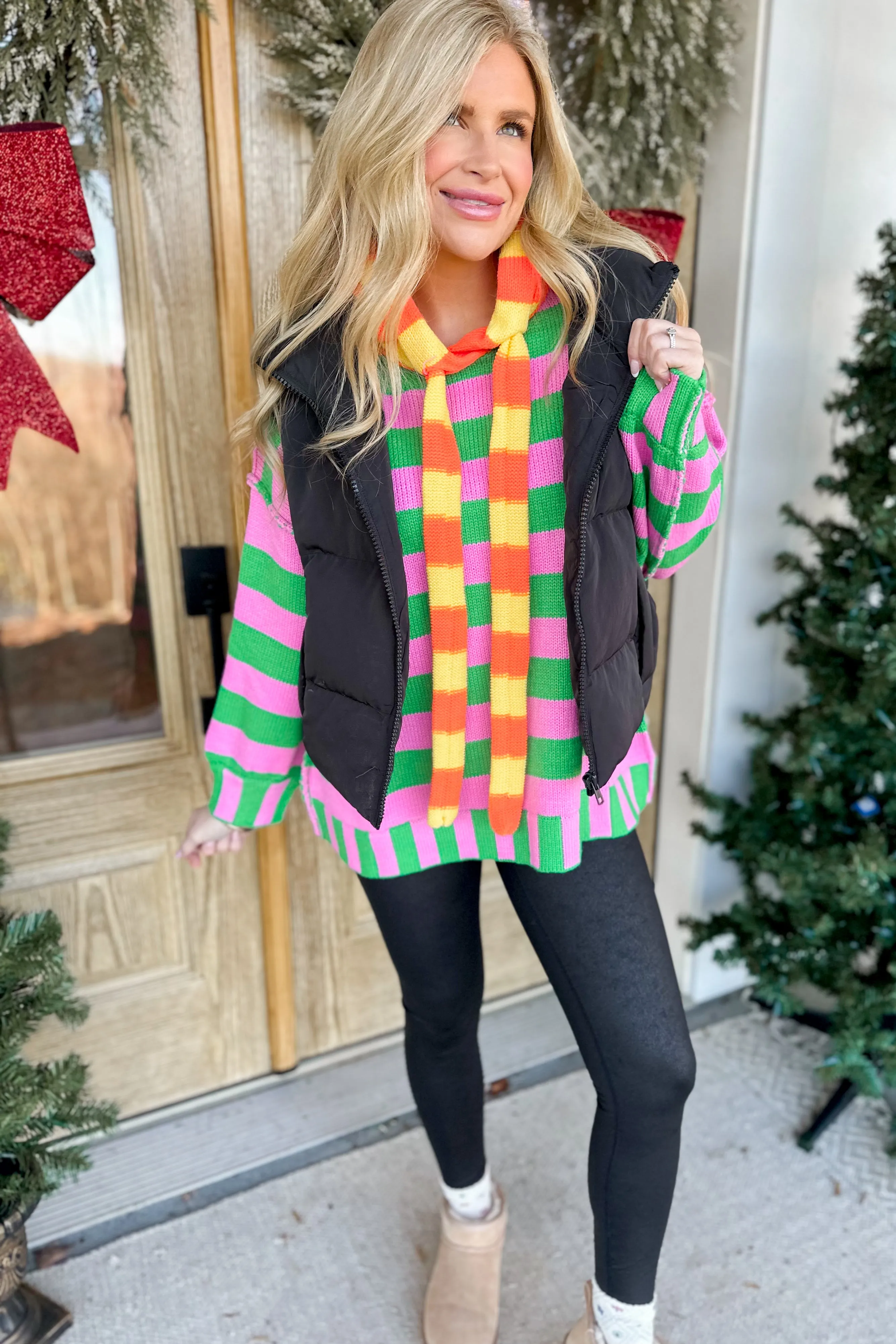 Candy Multi Stripe Long Sleeve Loose Fit Pullover