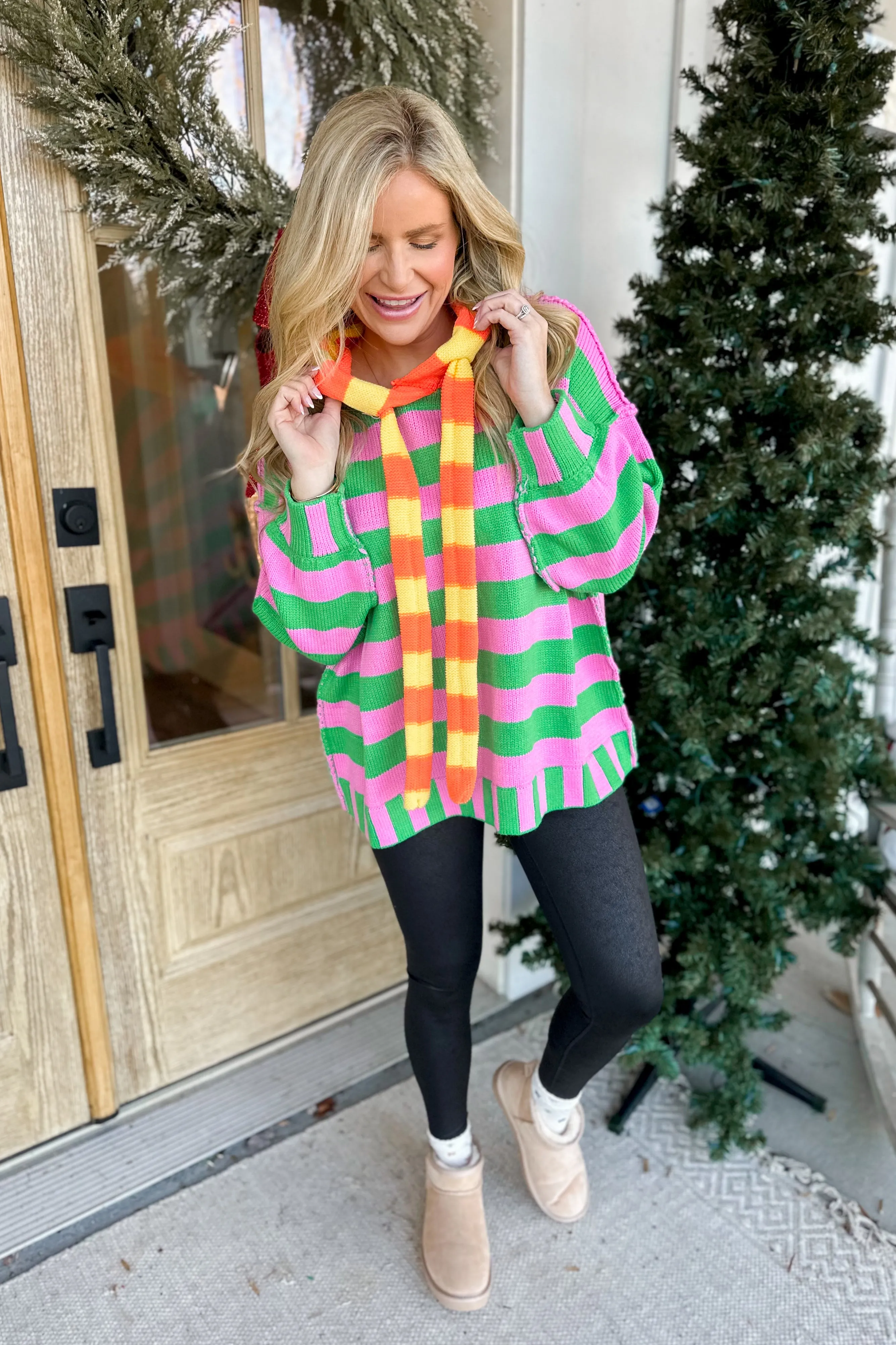 Candy Multi Stripe Long Sleeve Loose Fit Pullover