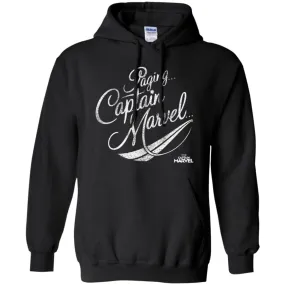 Captain Marvel Paging Distressed Cursive Pullover Hoodie Sweatshirt