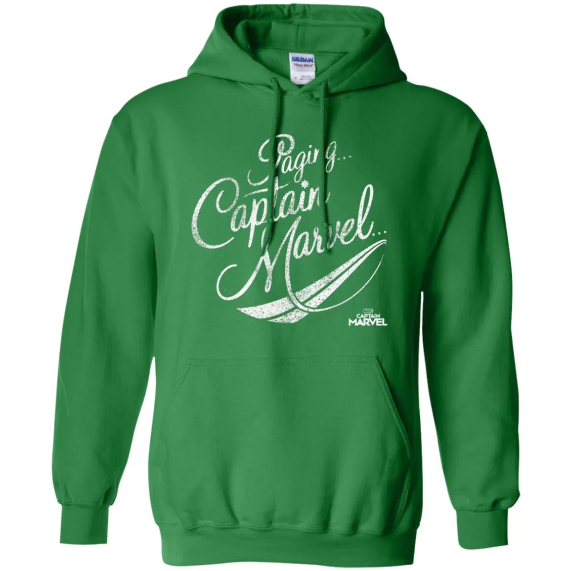 Captain Marvel Paging Distressed Cursive Pullover Hoodie Sweatshirt