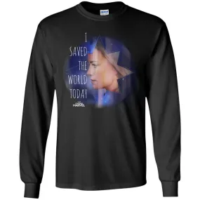 Captain Marvel Saved The World Portrait Men Long Sleeve Shirt