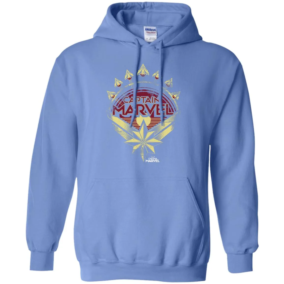 Captain Marvel Yellow Red Plane Flight Logo Pullover Hoodie Sweatshirt