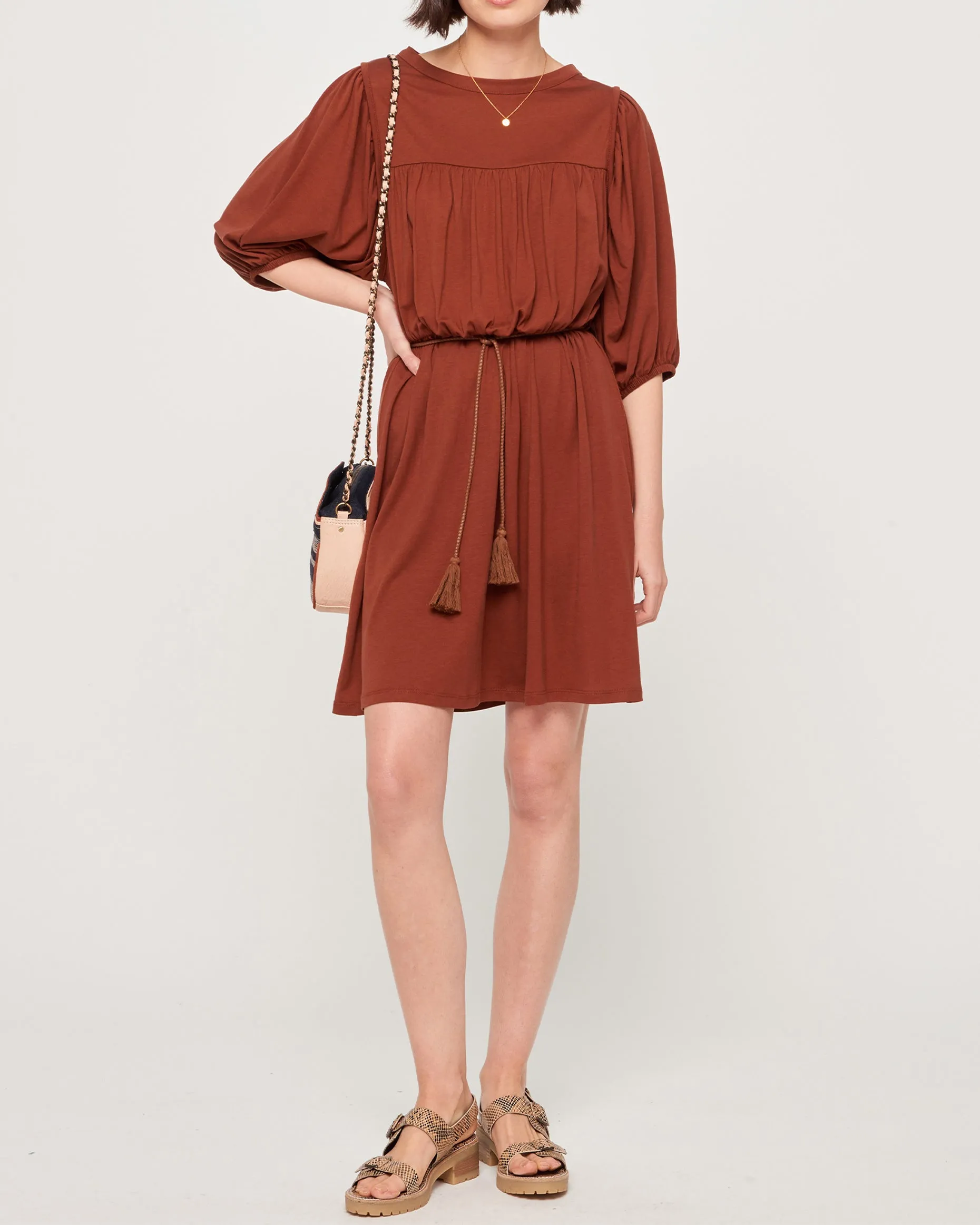 Charlotte Belted Jersey Dress Terre Brulee