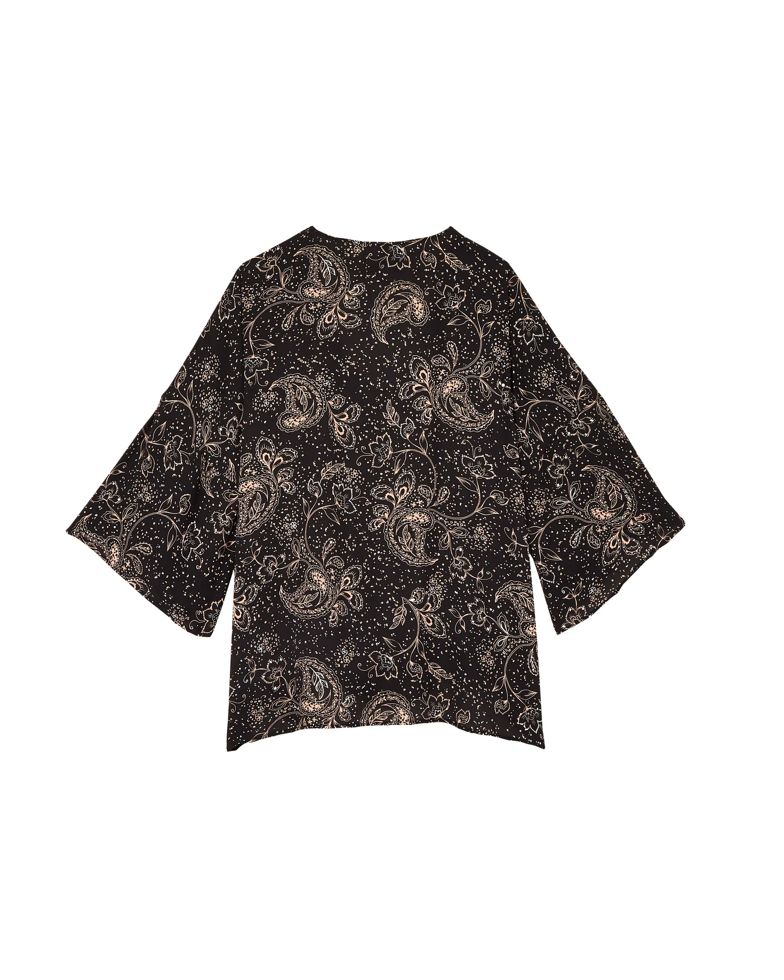 Chrisette 3/4 Flared Sleeve Blouse with Buttons | Black / Tan