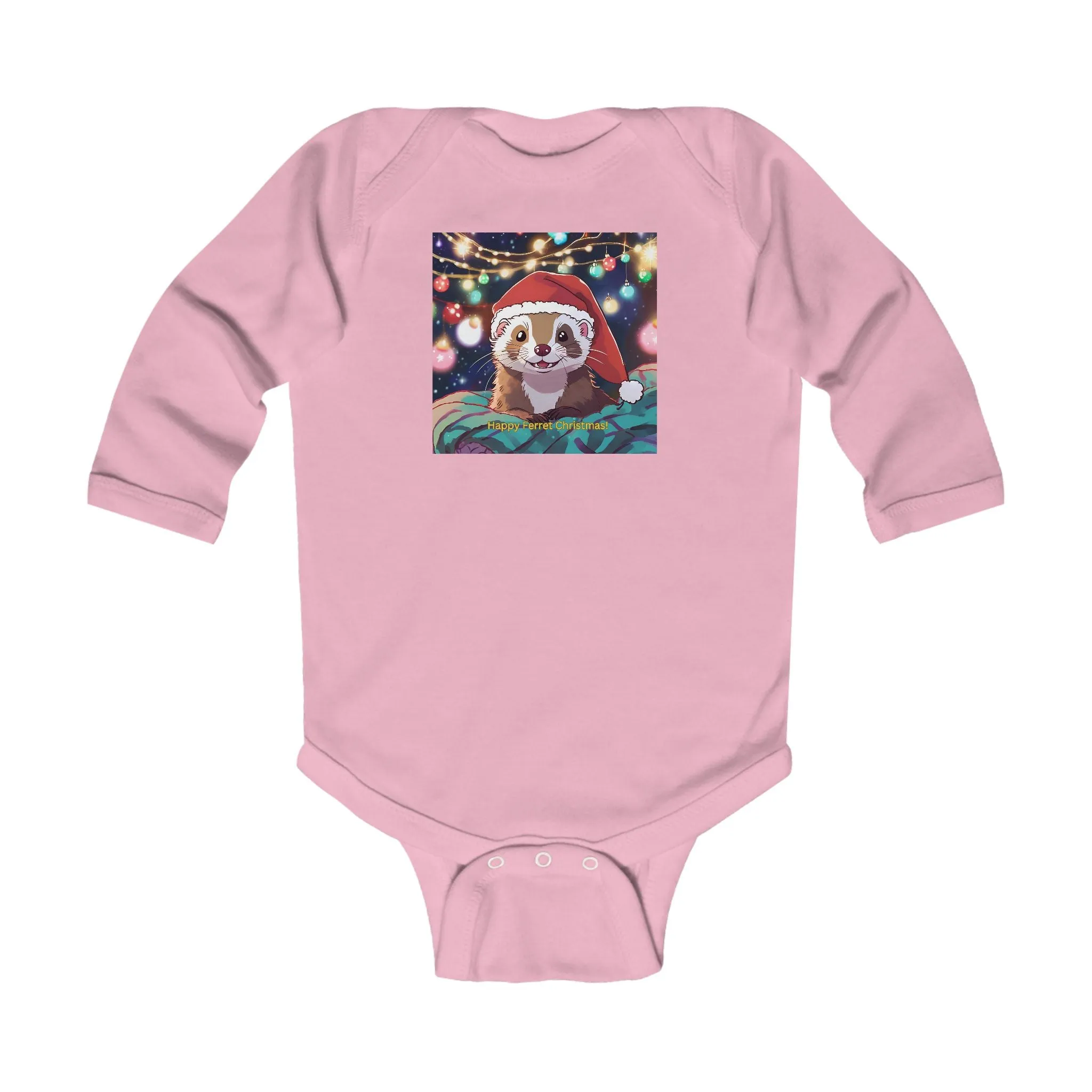 Christmas Ferret Infant Long Sleeve Bodysuit - Adorable Holiday Outfit