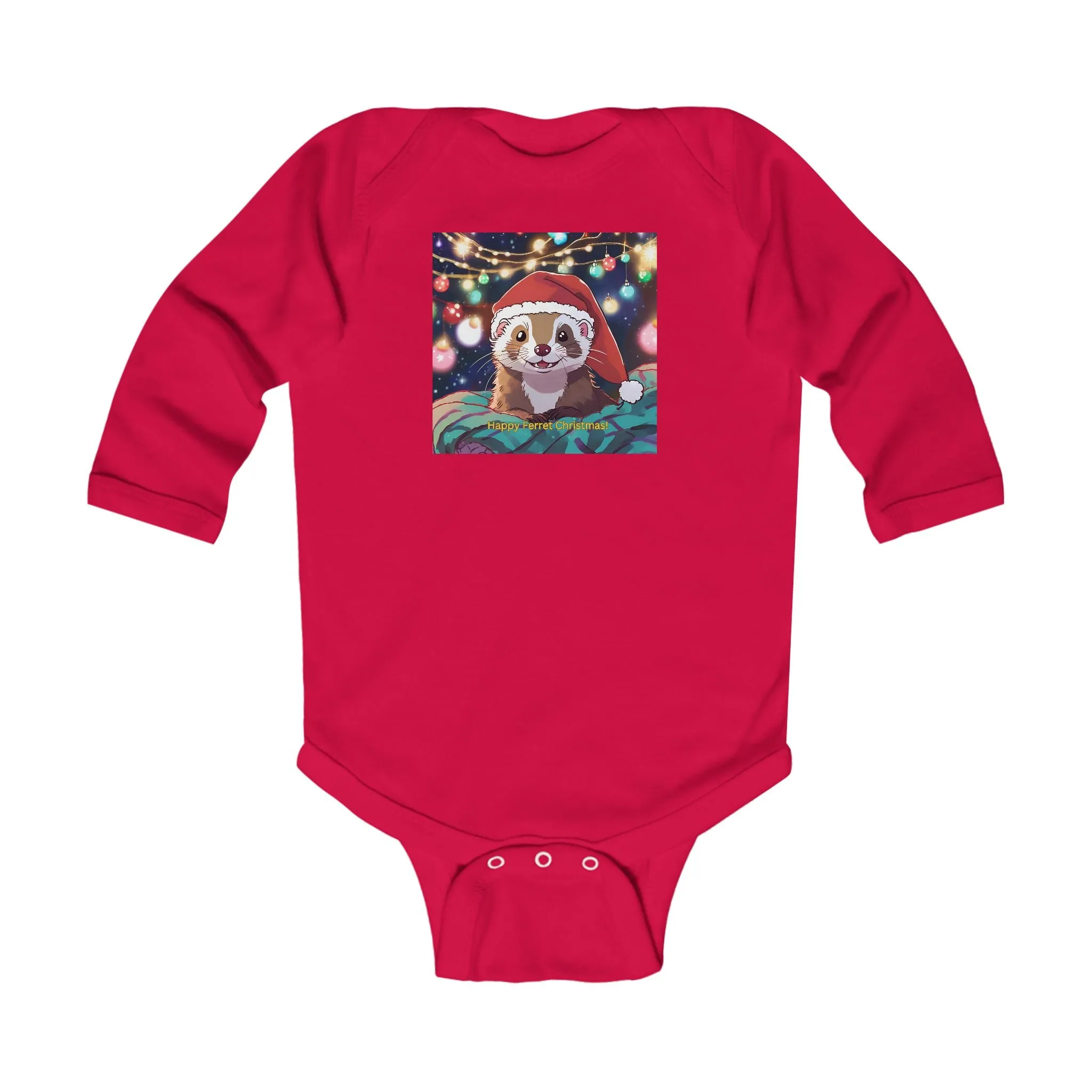 Christmas Ferret Infant Long Sleeve Bodysuit - Adorable Holiday Outfit