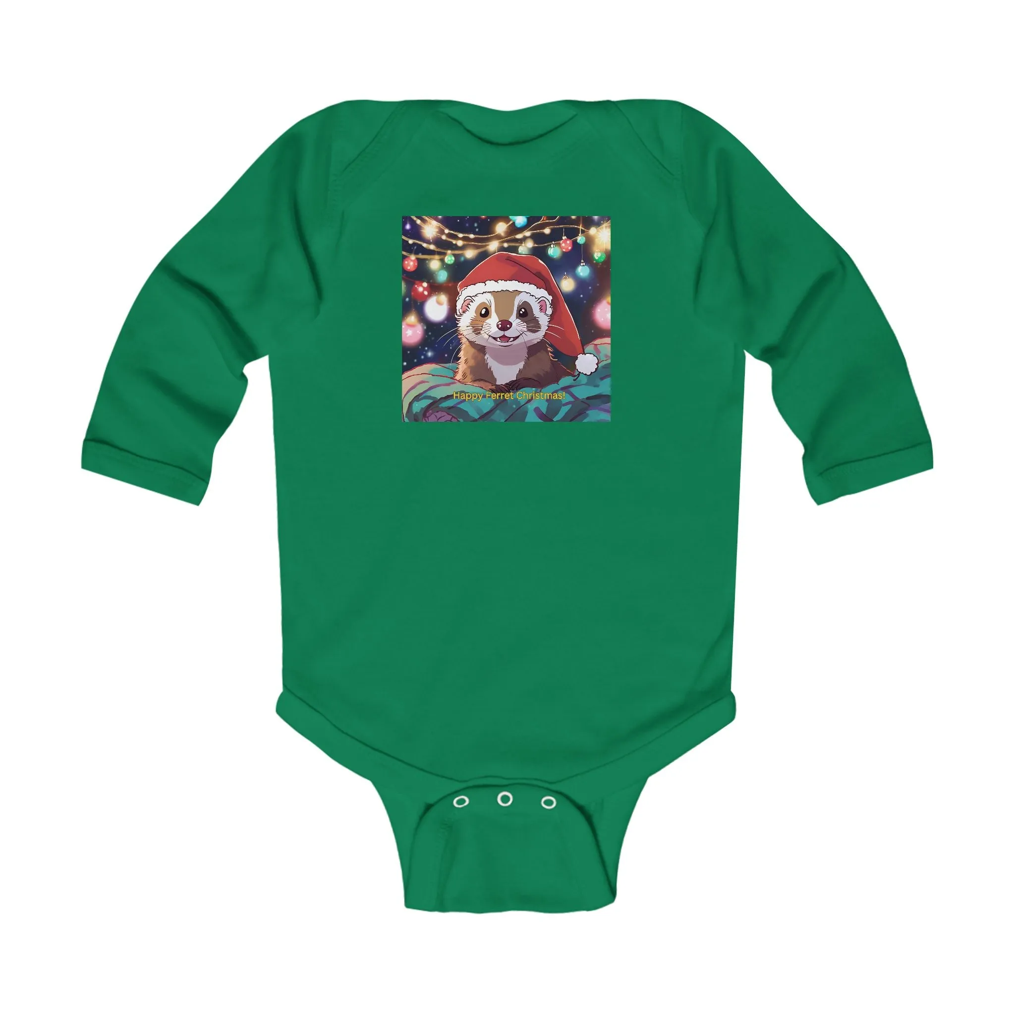 Christmas Ferret Infant Long Sleeve Bodysuit - Adorable Holiday Outfit