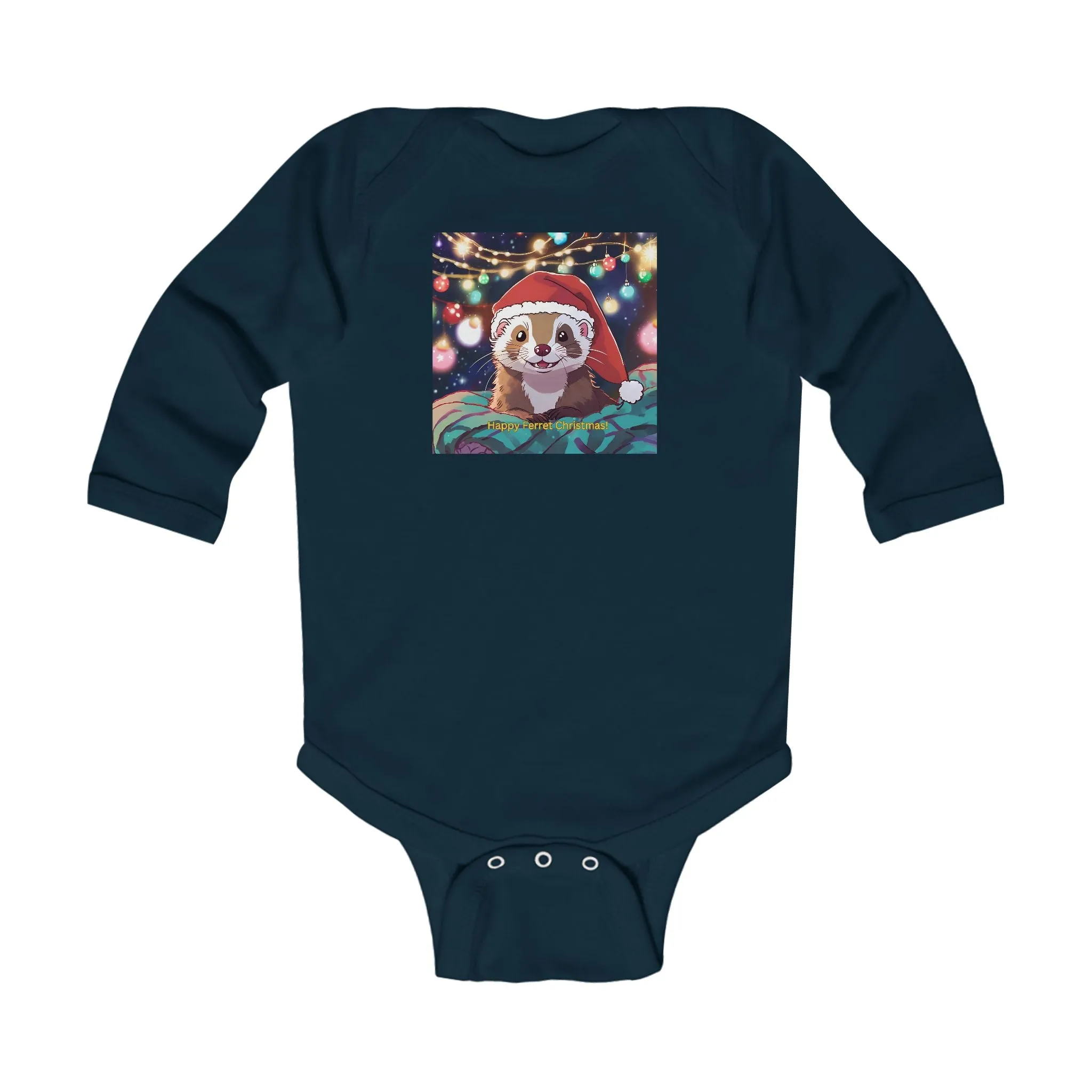 Christmas Ferret Infant Long Sleeve Bodysuit - Adorable Holiday Outfit