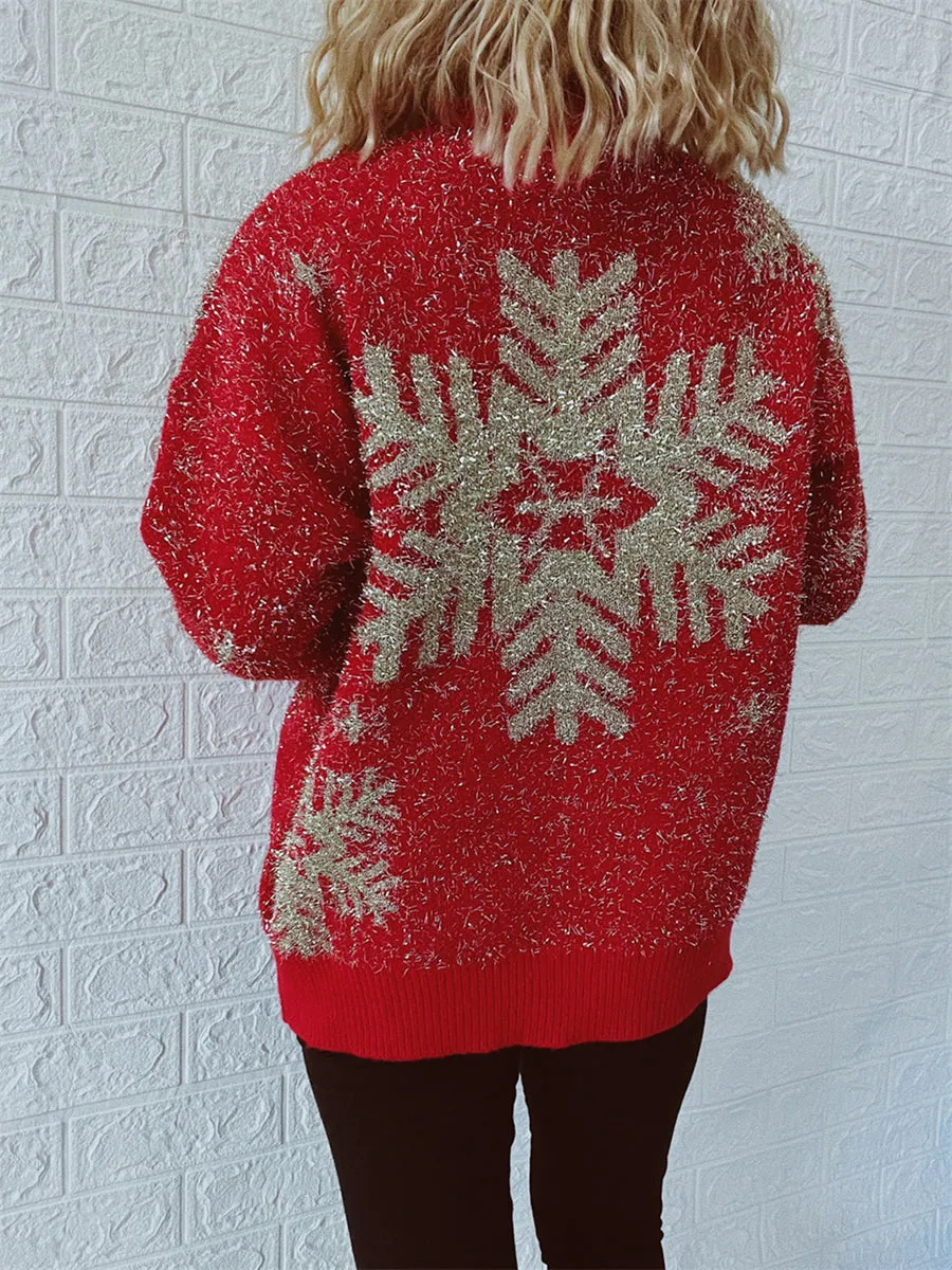 Christmas Snowflake Round Neck Sweater