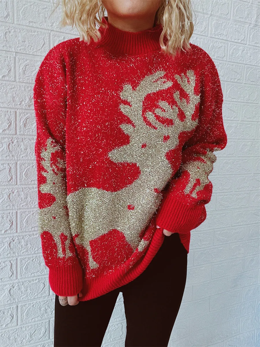 Christmas Snowflake Round Neck Sweater