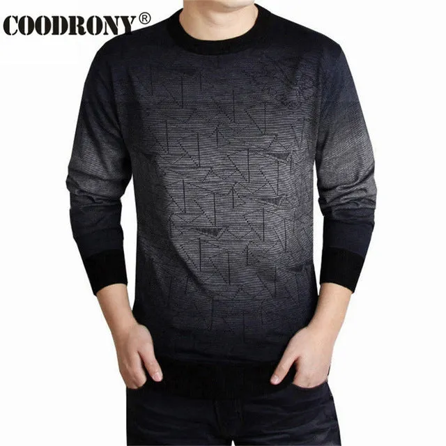 COODRONY Cashmere Sweater Men Brand Clothing Mens Sweaters Print Hang Pye Casual Shirt Wool Pullover Men Pull O-Neck Dress T 613