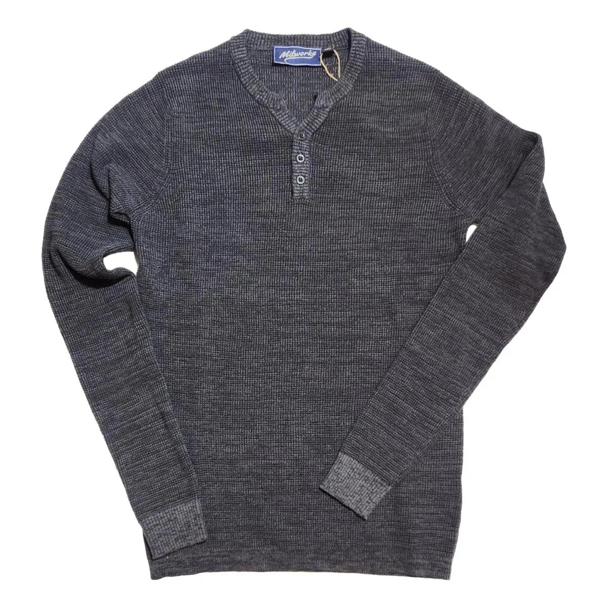 Cotton Henley Sweater Charcoal