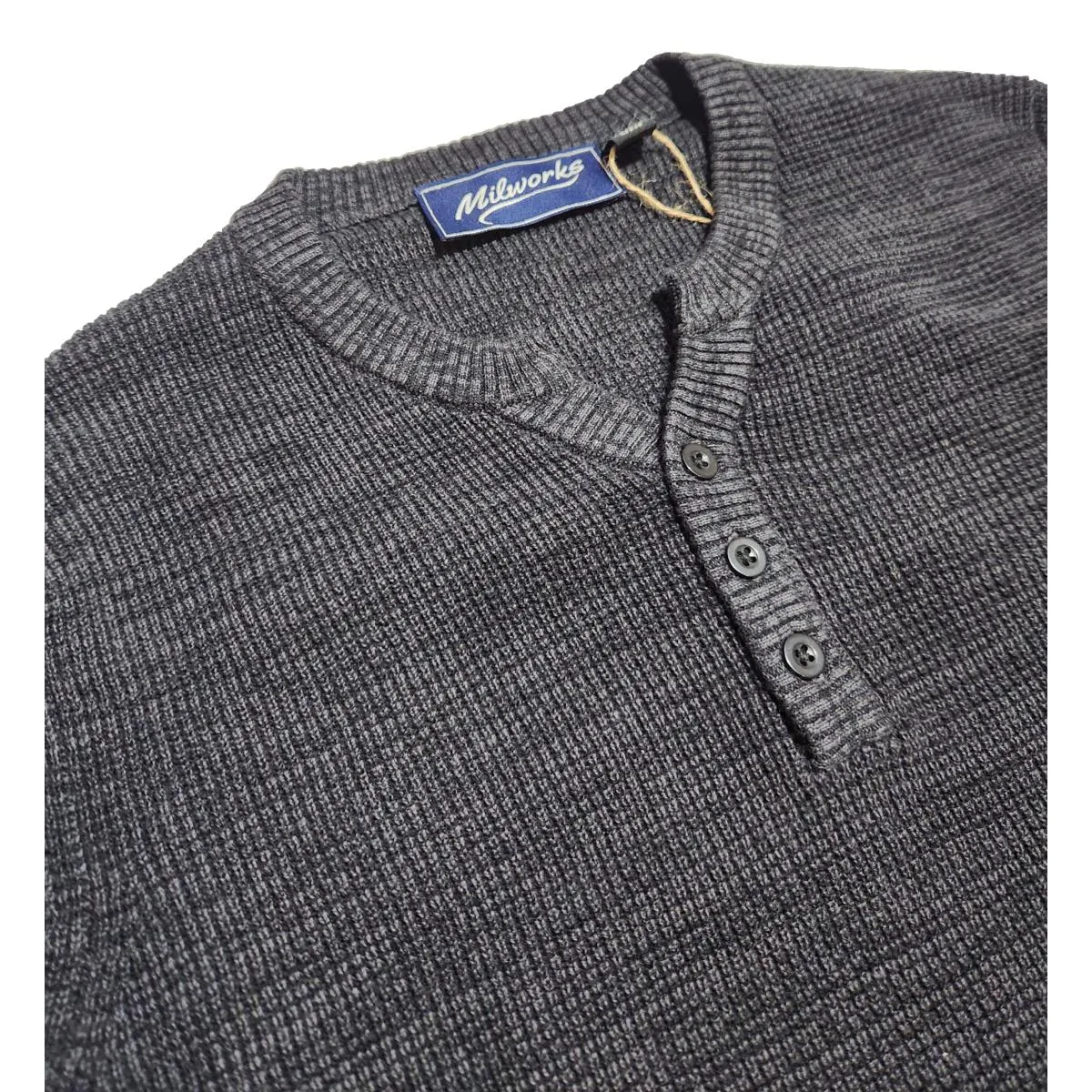 Cotton Henley Sweater Charcoal