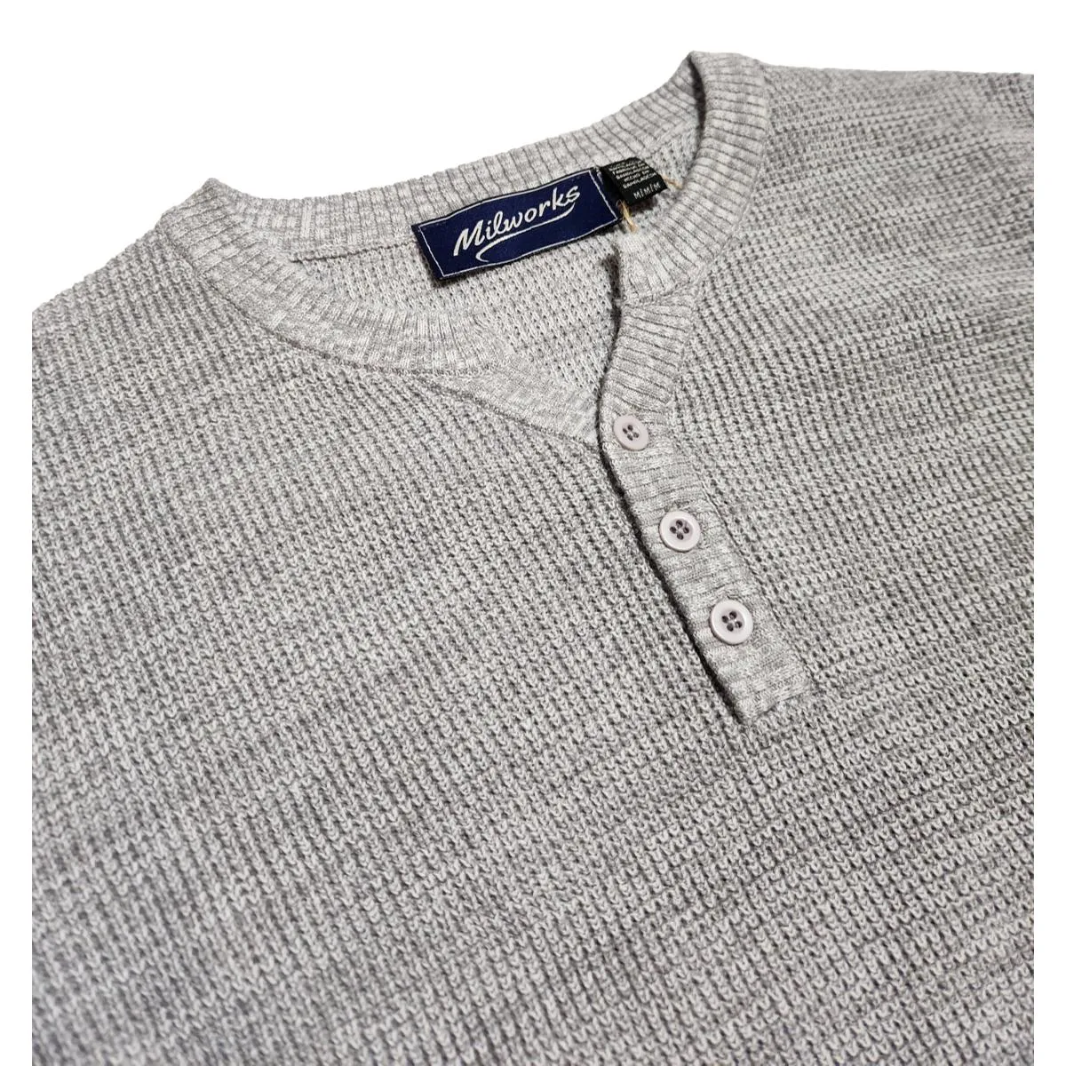 Cotton Henley Sweater Lt. Grey