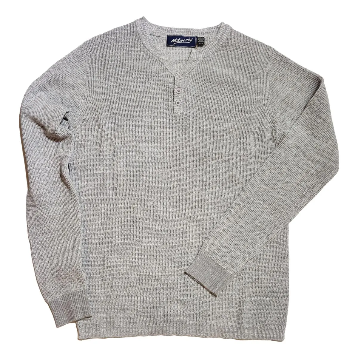 Cotton Henley Sweater Lt. Grey