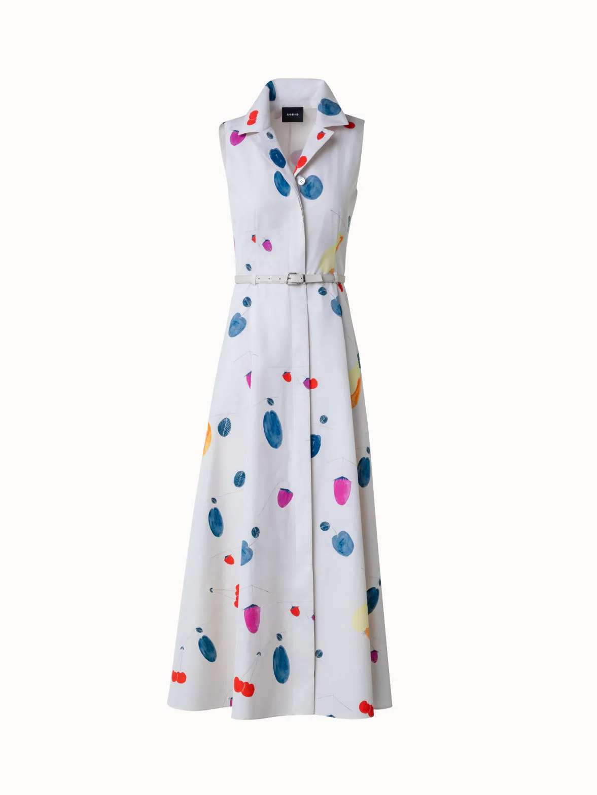 Cotton Midi Dress with Fruits Print