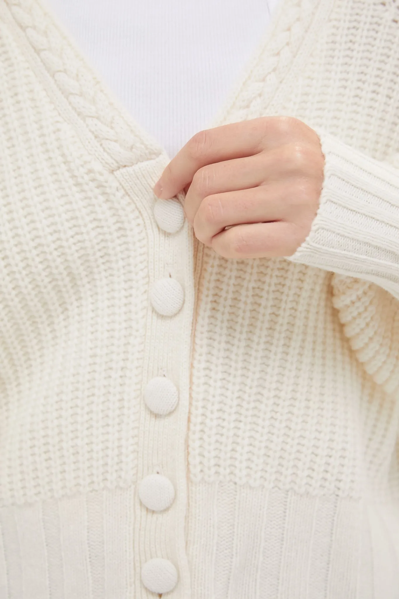 Cream Bronwyn Wool Knit Cardigan