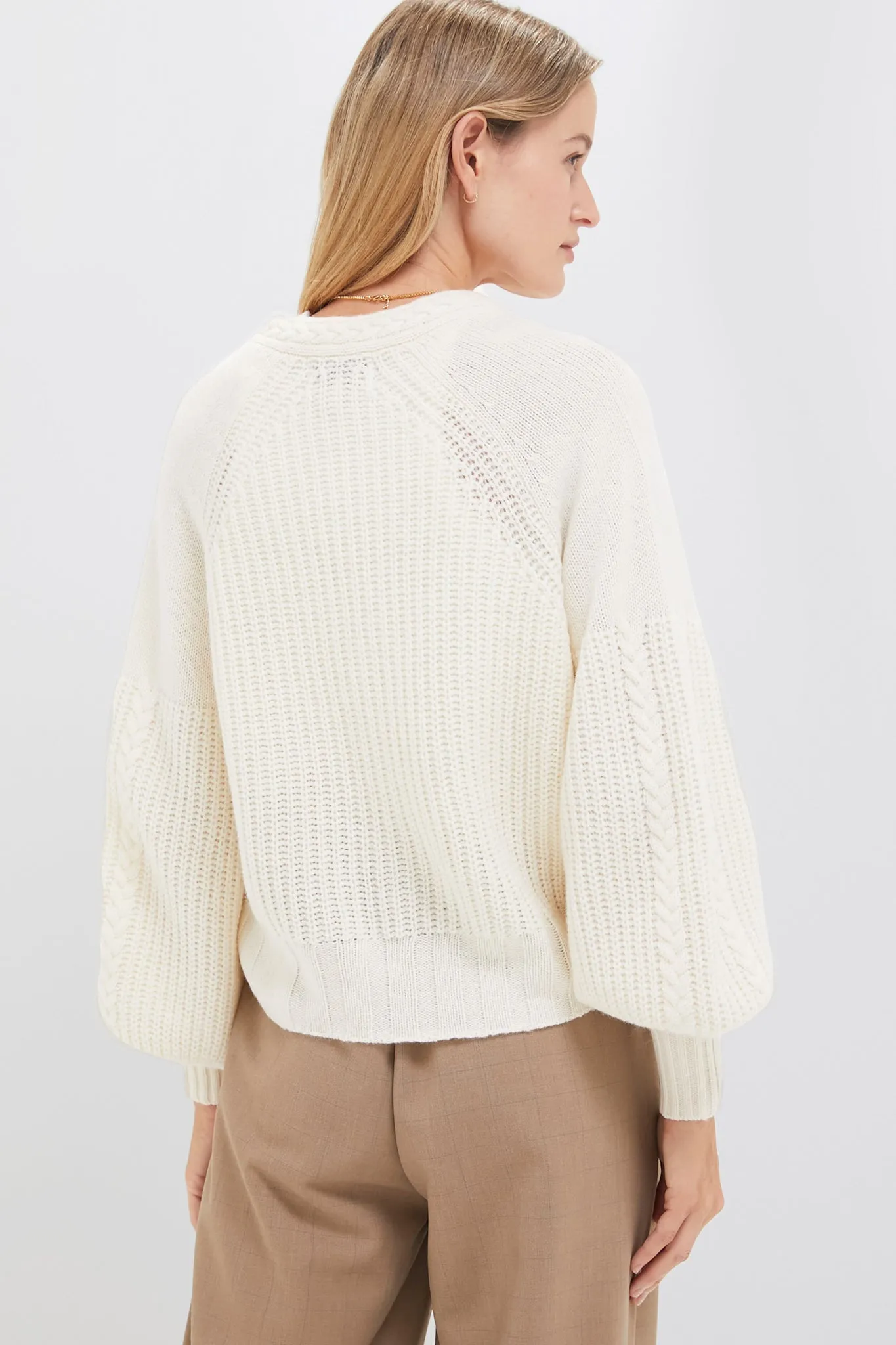 Cream Bronwyn Wool Knit Cardigan