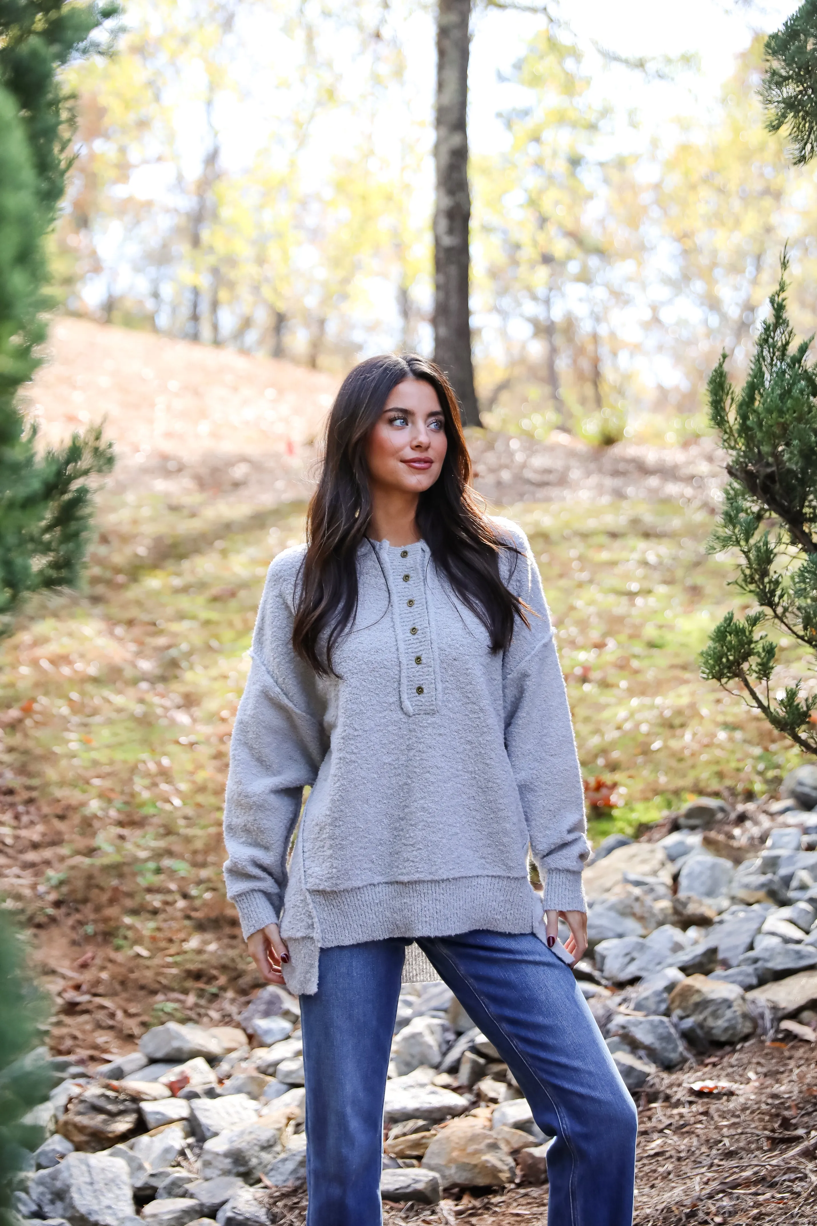 Cuddly Sensation Heather Grey Oversized Sweater