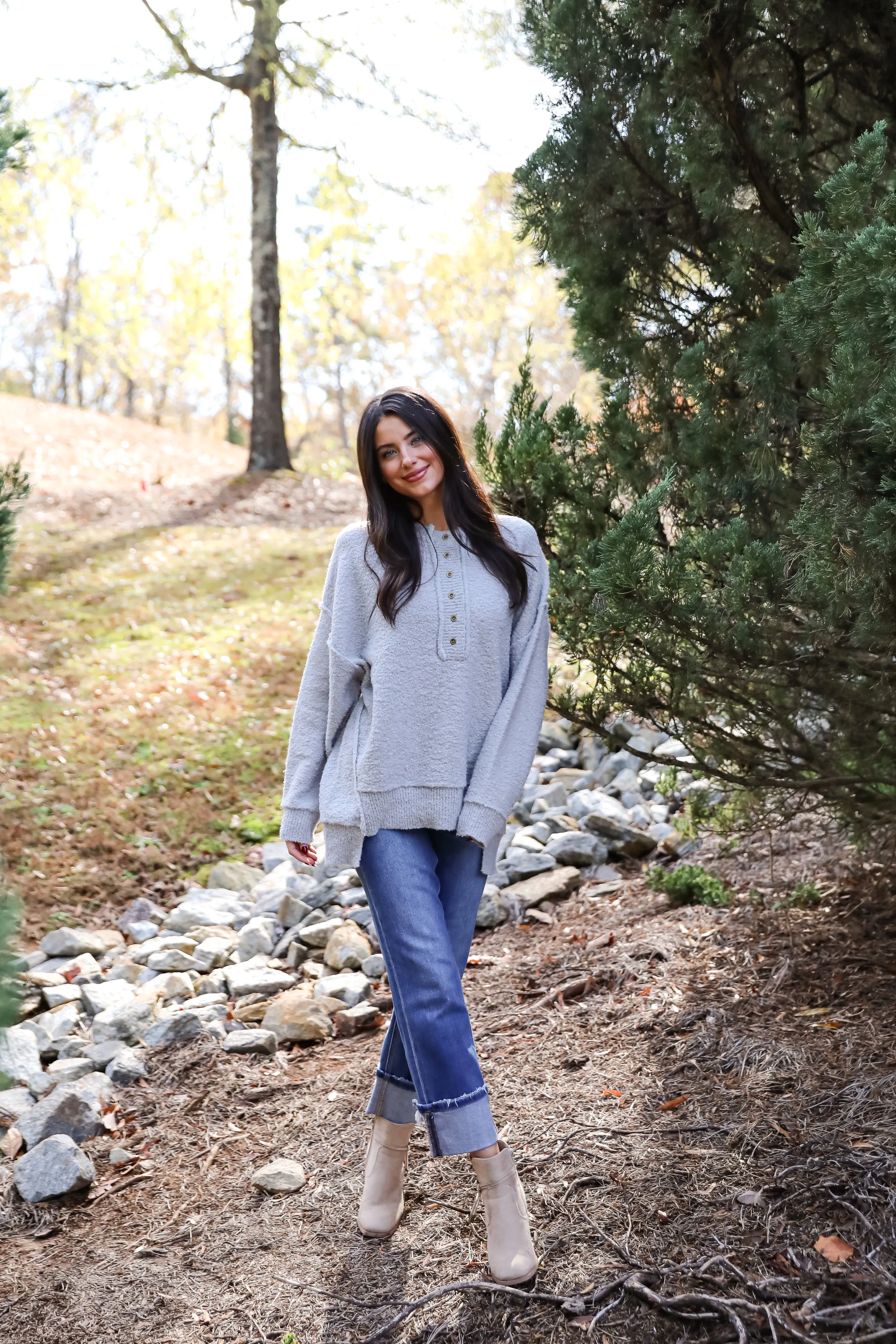 Cuddly Sensation Heather Grey Oversized Sweater