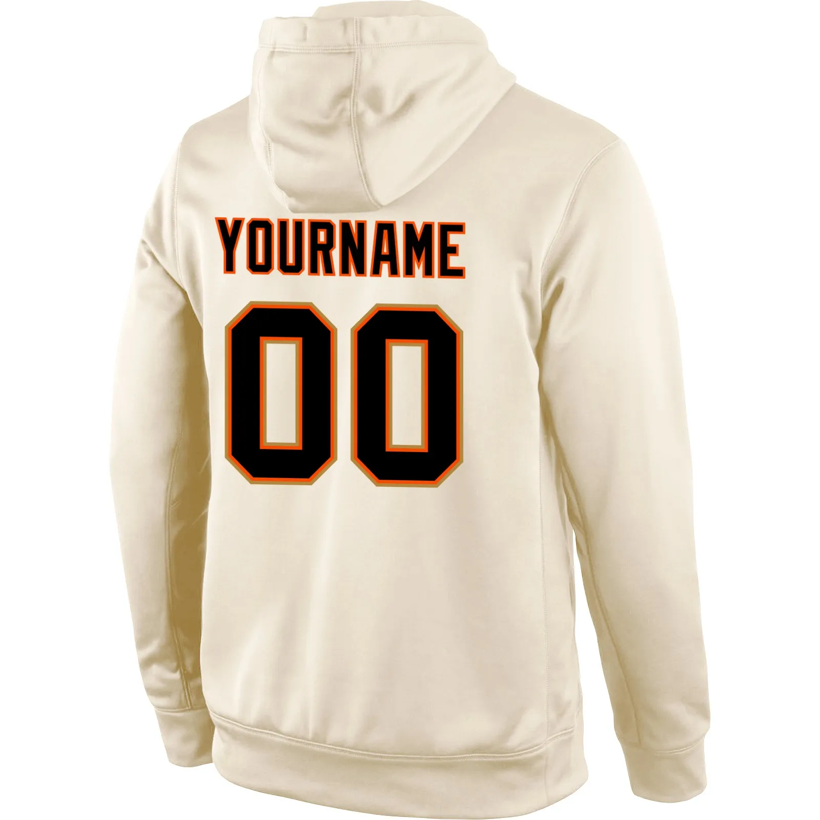 Custom Stitched Cream Black-Orange Sports Pullover Sweatshirt Hoodie