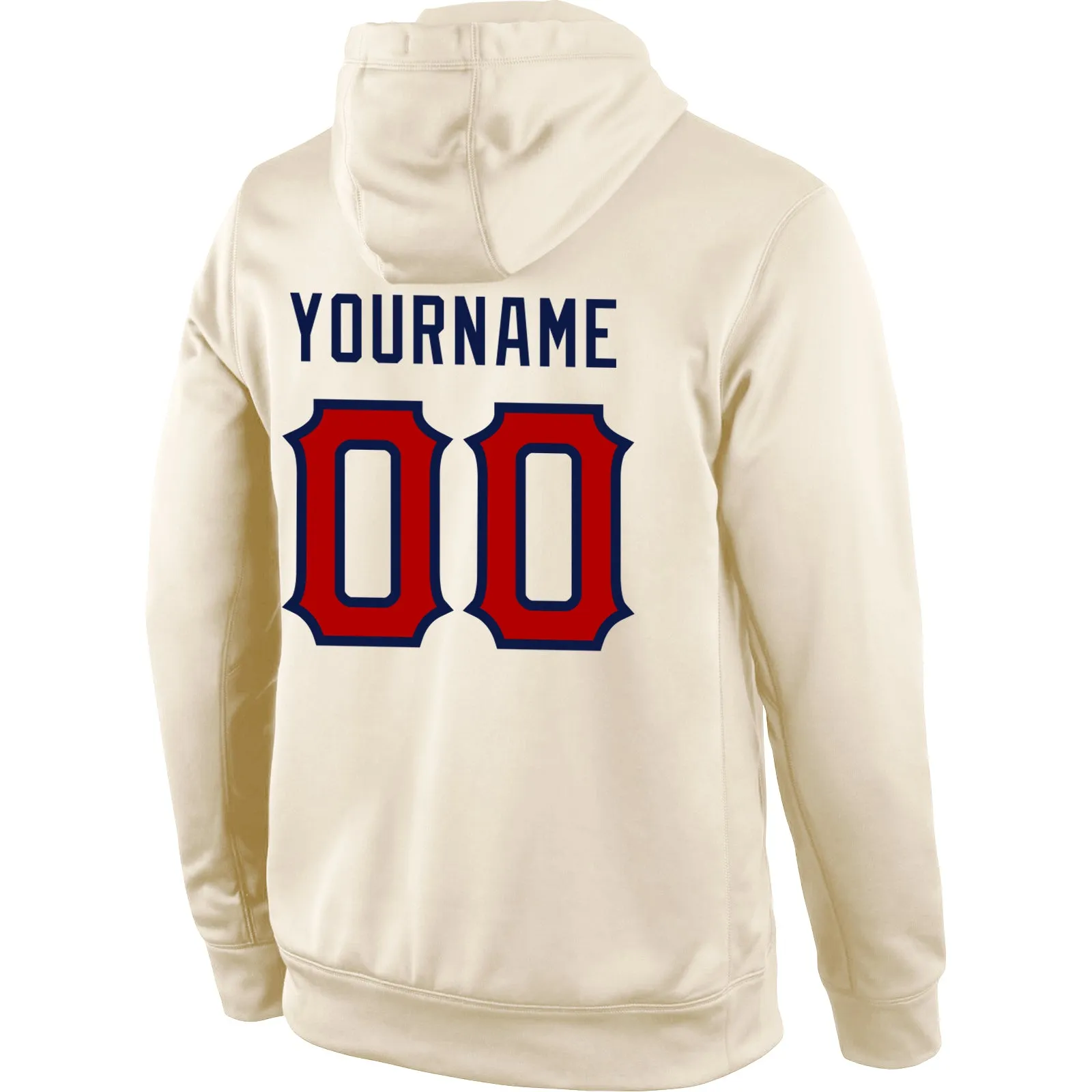 Custom Stitched Cream Red-Navy Sports Pullover Sweatshirt Hoodie