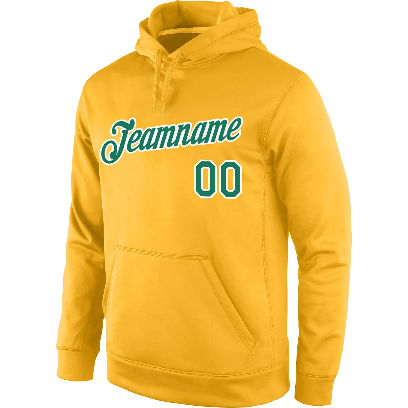 Custom Stitched Gold Kelly Green-White Sports Pullover Sweatshirt Hoodie