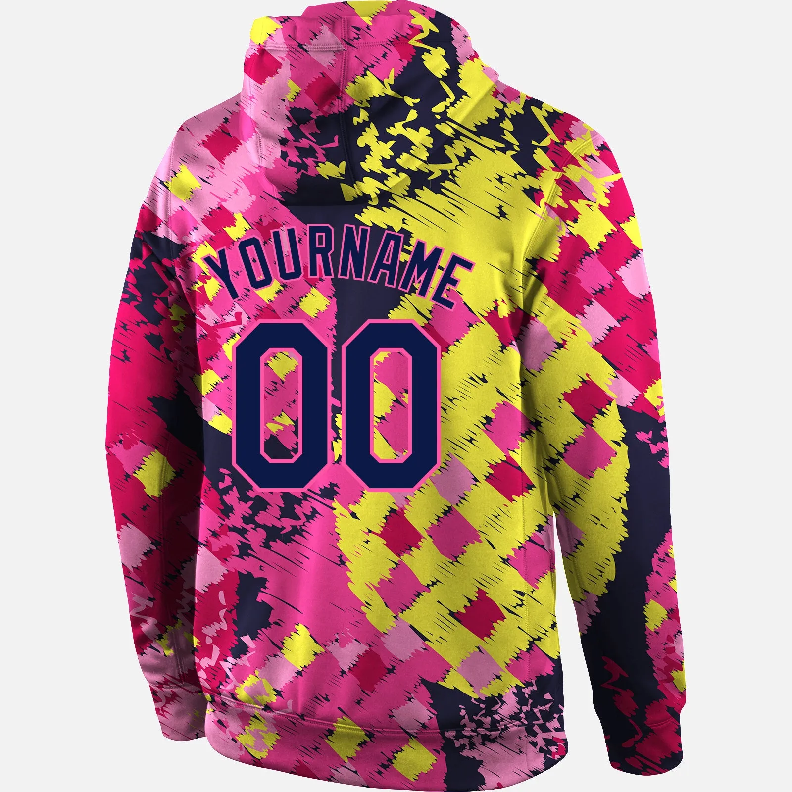 Custom Stitched Graffiti Pattern Navy-Pink 3D Sports Pullover Sweatshirt Hoodie